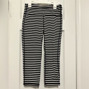 Athleta Black and White Striped Cropped Leggings
